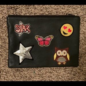 Leather Emoji Patch Clutch